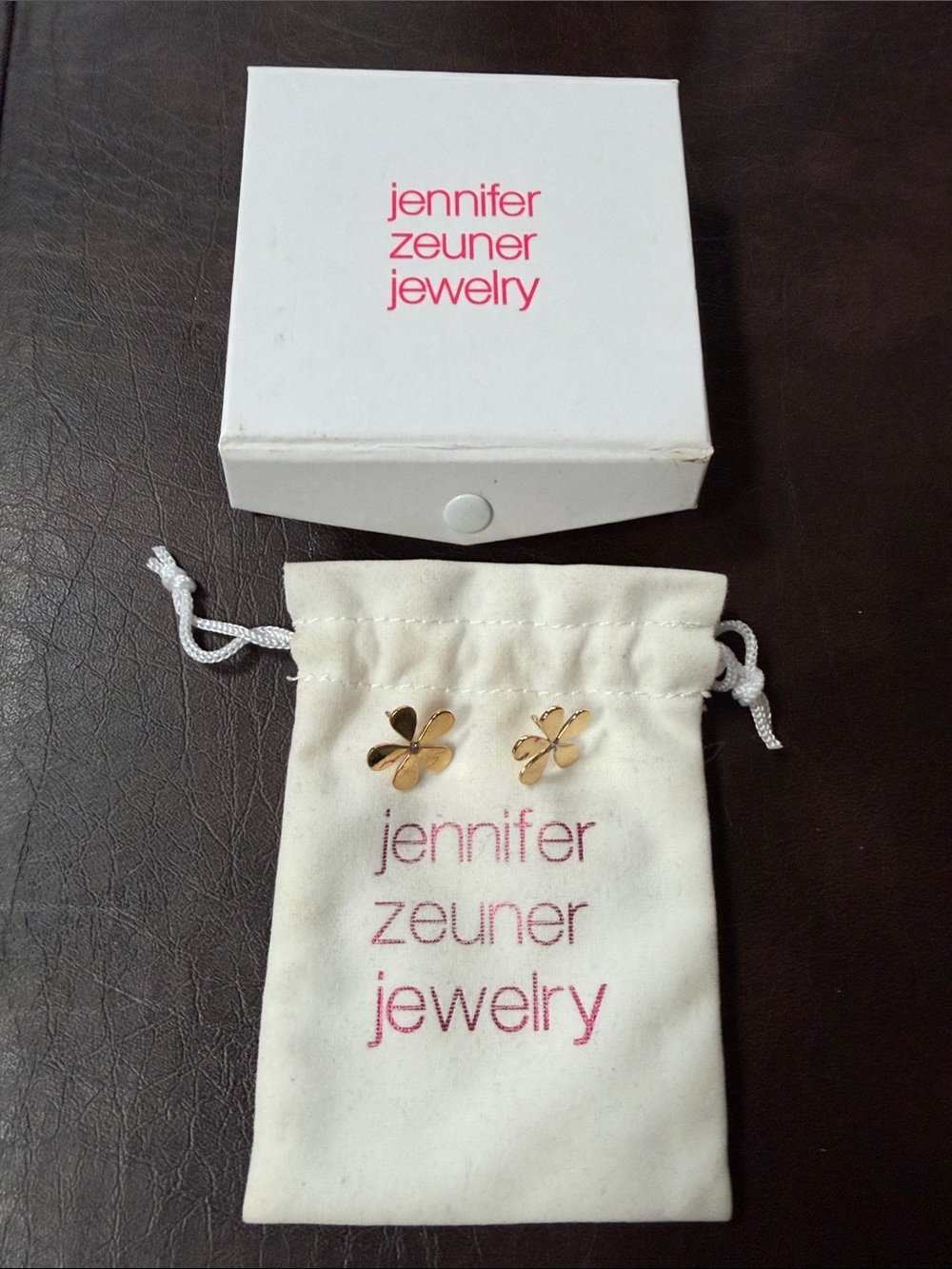 Jennifer Zeuner Gold Clover Stud Earrings